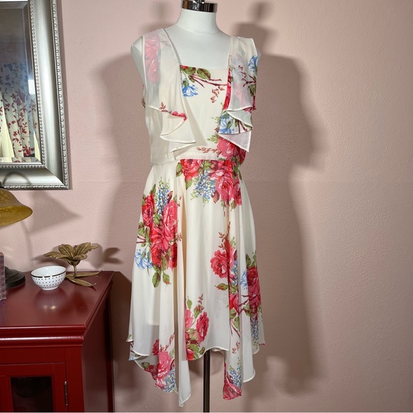 Betsey Johnson Dresses & Skirts - Vintage 90 Y2k Retro Betsey Johnson Cottagecore Floral ruffle Front Midi Dress